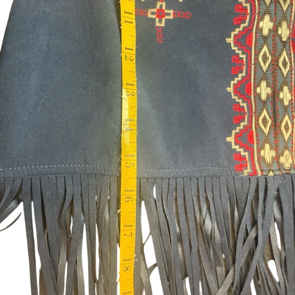 Flying Tomato Blue Faux Suede Southwestern Jacket Fringe Embroidered Small Aztec - Picture 12 of 16